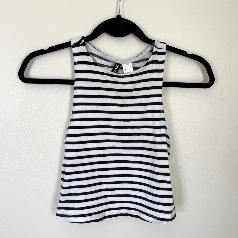 Divided | Black and white striped crop tank | Size Small